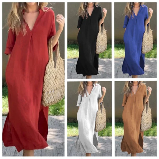 🌸Elegancka sukienka z rozcięciem pod szyją