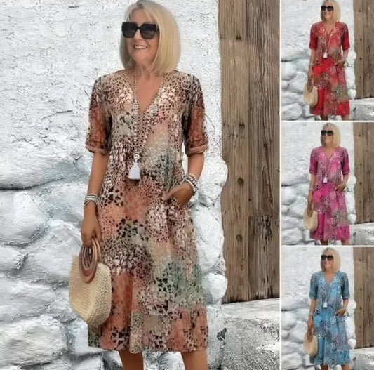 【S-3XL】💮Oddychająca sukienka z nadrukiem w stylu vintage 3.57