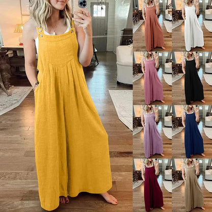 【S-5XL】🌷Damski luźny kombinezon bez rękawów bez pleców z kieszeniami