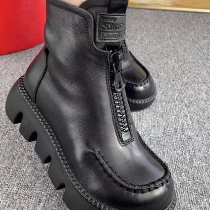 👢 Ciepłe krótkie buty damskie w stylu retro ze skóry PU