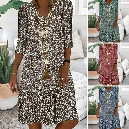 🌸【S-3XL】Modne kwiatowe sukienki damskie z dekoltem w szpic