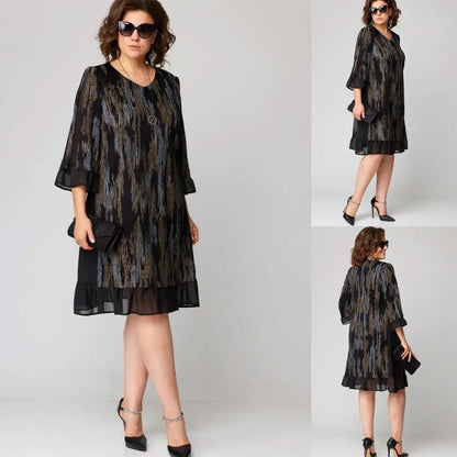 ✨Luźna sukienka damska w pionowe paski – rozmiary plus size