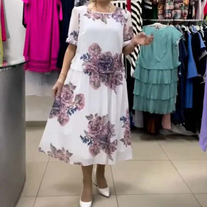 Dwuczęściowa sukienka z nadrukiem piwonii