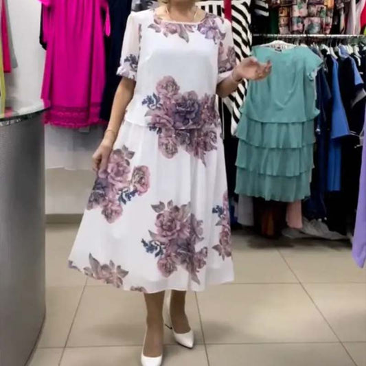 Dwuczęściowa sukienka z nadrukiem piwonii