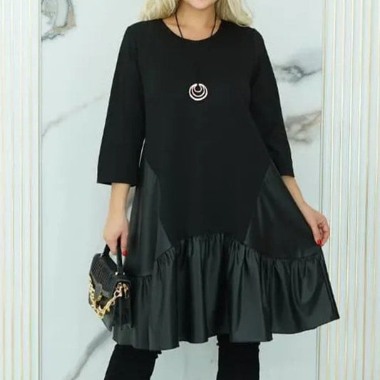 【S-4XL】👗Damska sukienka z okrągłym dekoltem i plisowanym dołem