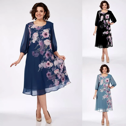 🔥👗Elegancka szyfonowa sukienka w kwiaty