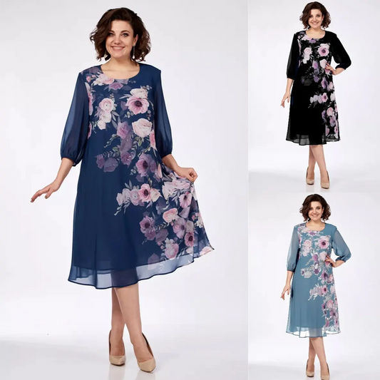 🔥👗Elegancka szyfonowa sukienka w kwiaty