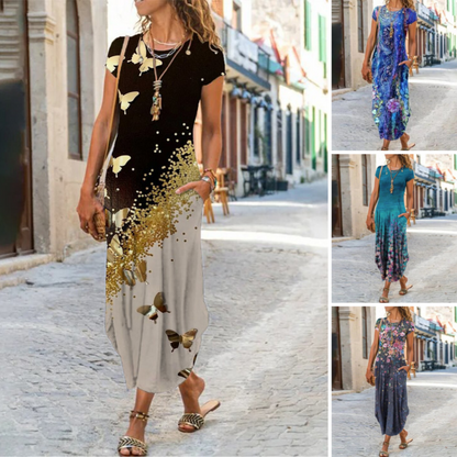 ✨Damskie długie sukienki z nadrukiem na koszulce