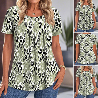 ✨Damska koszulka z krótkim rękawem z nadrukiem i okrągłym dekoltem