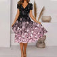 【S-4XL】🌺 Damska zwiewna sukienka z nadrukiem z dekoltem w szpic