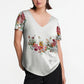 【S-4XL】🌺 Damska bluzka z krótkim rękawem V-neck z kwiatowym nadrukiem