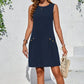 🔥 Damska sukienka mini bez rękawów w jednolitym kolorze