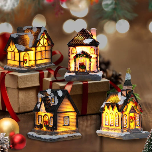 Miniaturowy domek bożonarodzeniowy z oświetleniem LED