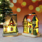 Miniaturowy domek bożonarodzeniowy z oświetleniem LED